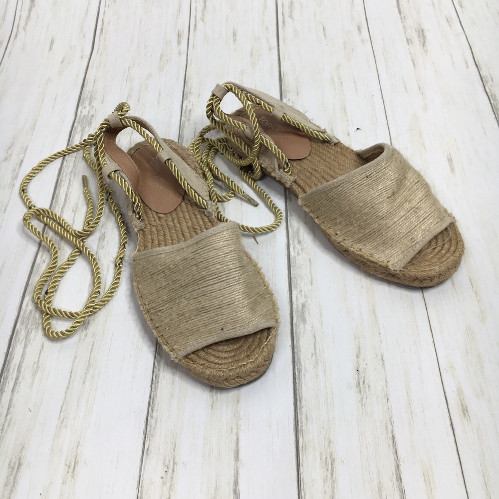 Topshop Lace Up Jute Espadrille Mules